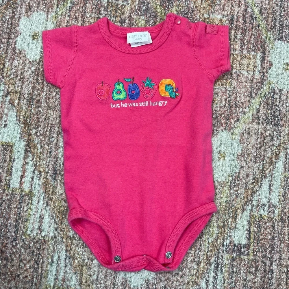 Carter’s Vintage Baby Onesie Eric Carle Hungry Caterpillar Pink Size 0-3M